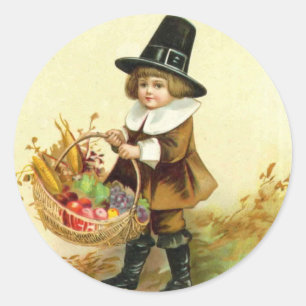 Vintage-Thanksgiving-Aufkleber Runder Aufkleber