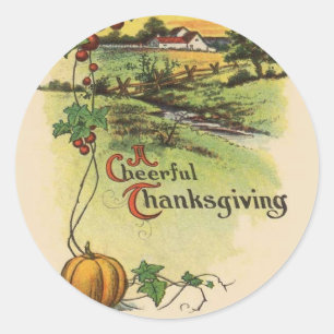 Vintage Thanksgiving   Bauernhof-Aufkleber Runder Aufkleber