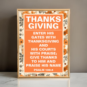 Vintage-Thanksgiving-Blumen-Wandkunst-Druck Poster