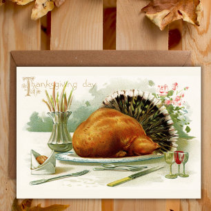 Vintage Thanksgiving Day Turkey Dinner individuell Feiertagskarte