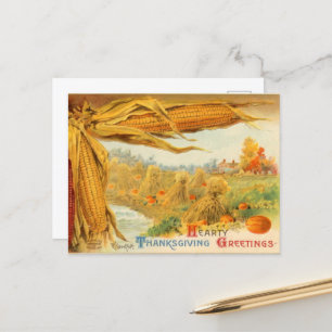 vintage Thanksgiving-Feiertagsszene Postkarte
