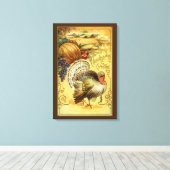 Vintage Thanksgiving Greetings with Turkey Leinwanddruck (Insitu (Holzboden))