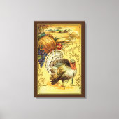 Vintage Thanksgiving Greetings with Turkey Leinwanddruck (Vorderseite)