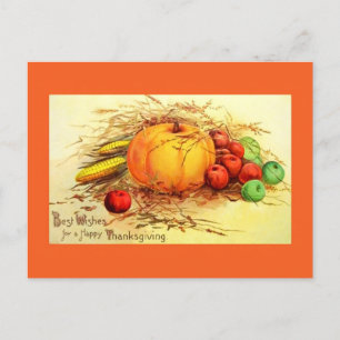 Vintage-Thanksgiving-Grüße-Postkarte Feiertagspostkarte