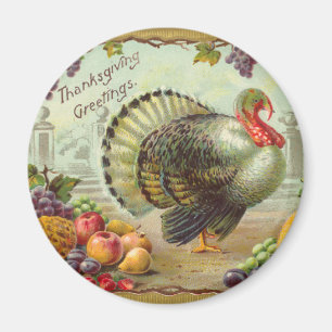 Vintage-Thanksgiving-Grüße-Rundmagnet Magnet