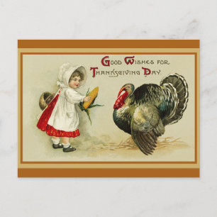 Vintage Thanksgiving-Grüße Truthahn Postkarte
