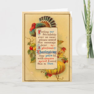 Vintage Thanksgiving-Karte mit Gedicht Grußkarte Feiertagskarte
