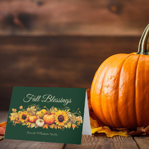 Vintage Thanksgiving-Kürbisse Grüne Herbstsegen Feiertagskarte