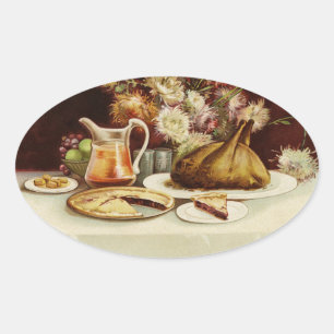 Vintage Thanksgiving-Mahlzeit Ovaler Aufkleber