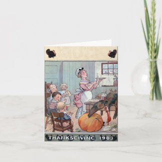 Vintage Thanksgiving mit Truthahn und Kürbis 1903 Einladung