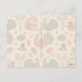 Vintage Thanksgiving Pattern Feiertagspostkarte (Rückseite)