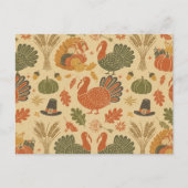 Vintage Thanksgiving Pattern Feiertagspostkarte (Vorderseite)