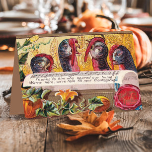 Vintage Thanksgiving-Puten Begnadigung Feiertagskarte