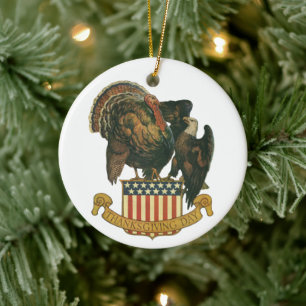 Vintage-Thanksgiving-Puter, Adler, Amerikanische F Keramik Ornament