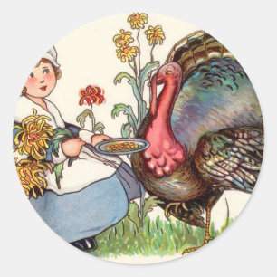 Vintage Thanksgiving Runder Aufkleber