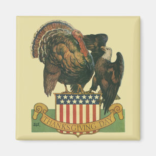 Vintage Thanksgiving Truthahn, Adler, amerikanisch Magnet