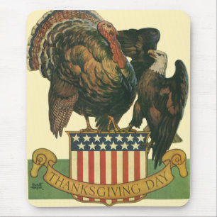 Vintage Thanksgiving Truthahn, Adler, amerikanisch Mousepad