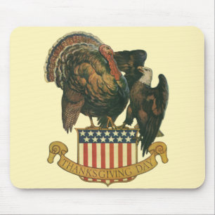 Vintage Thanksgiving Truthahn, Adler, amerikanisch Mousepad