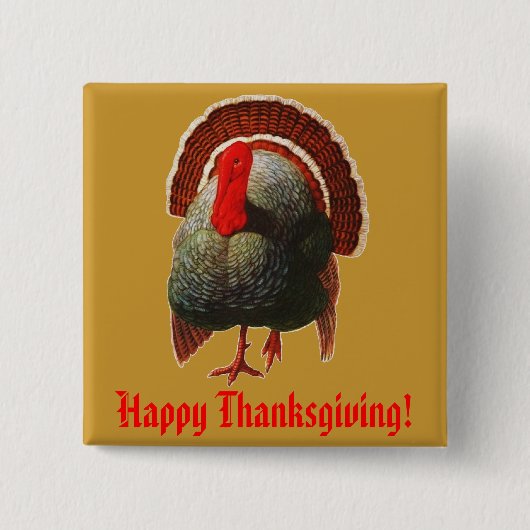 Vintage-Thanksgiving-Truthahn Button (Vorderseite)