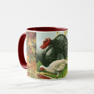 Vintage-Thanksgiving, wilde Truthähne Herbstfarben Tasse