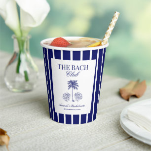 Vintage The Bach Club Navy Strand Junggesellinnena Pappbecher