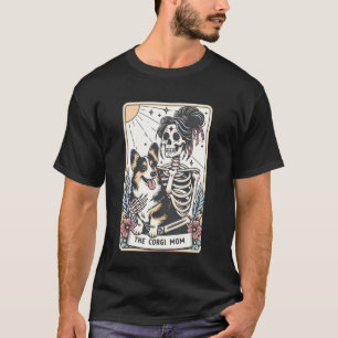 Vintage The Corgi Mom Tarot Karte Skelett Gruselig T-Shirt