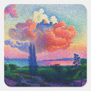 Vintage The Pink Cloud (1896) Gemälde Quadratischer Aufkleber