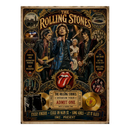 Vintage The Rolling Stones Band Tribute Wandkunst Poster
