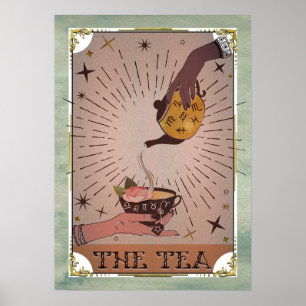 Vintage The Tea Tarot Hexenkessel und Teetasse Kar Poster