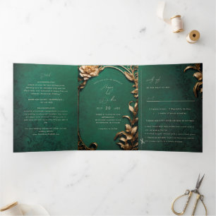 Vintage Theater-Inspiriert Dreispurhochzeit Dreifach Gefaltete Einladung