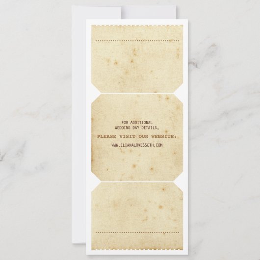 Vintage Theater-Karten-Hochzeits-Einladung Einladung (Rückseite)