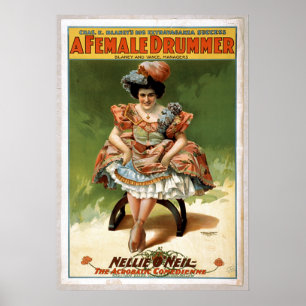 "Vintage Theaterkunst - Eine Drummerin Poster