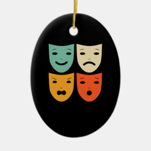 Vintage-Theatermasken Theater Schauspielerin Drama Keramik Ornament