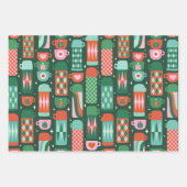 Vintage Thermoskannen, rot und grün Geschenkpapier Set (Vorderseite)