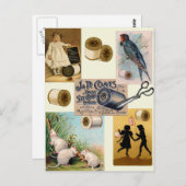 Vintage Thread Sewing Collage Postcard Postkarte (Vorne/Hinten)