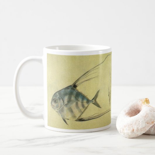 Vintage Threadfin Trevally, afrikanischer Pompano Kaffeetasse (Mit Donut)