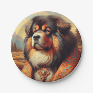 Vintage tibetische Mastiff-Hundeschminke Pappteller