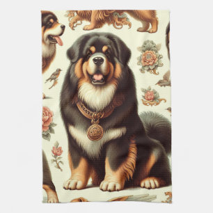 Vintage tibetische Mastiff Nahtlose Malerei Geschirrtuch