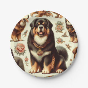 Vintage tibetische Mastiff Nahtlose Malerei Pappteller