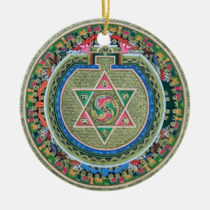 Vintage tibetischer tantrischer Buddhismus Mandala Keramikornament