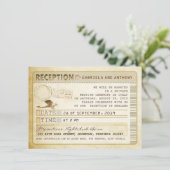 Vintage-Ticket-Empfang Einladung (Stehend Vorderseite)