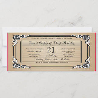 Vintage-Ticket Hochzeitseinladung Einladung