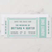 Vintage-Ticket Meergrün Save-the-Date Save The Date (Vorderseite)