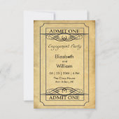 Vintage Ticket-Partnerkarte Einladung (Vorderseite)