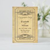 Vintage Ticket-Partnerkarte Einladung (Stehend Vorderseite)