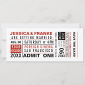 Vintage-Ticket Save-the-Date oder Einladung (Vorderseite)