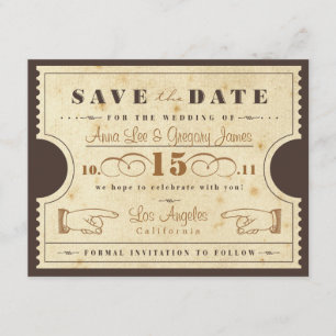 Vintage-Ticket Save-the-Date Save The Date