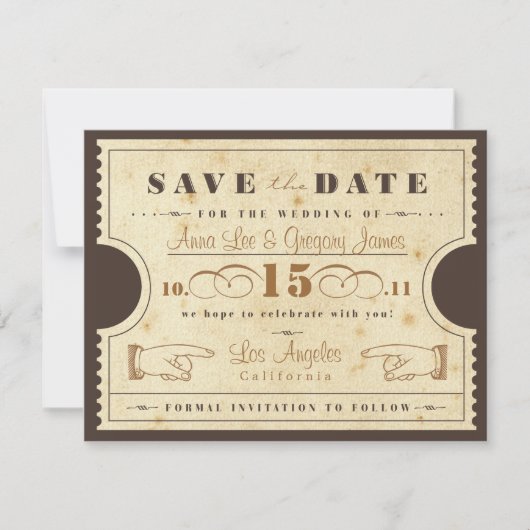 Vintage-Ticket Save-the-Date Save The Date (Vorderseite)
