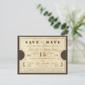 Vintage-Ticket Save-the-Date Save The Date (Stehend Vorderseite)