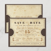 Vintage-Ticket Save-the-Date Save The Date (Vorne/Hinten)